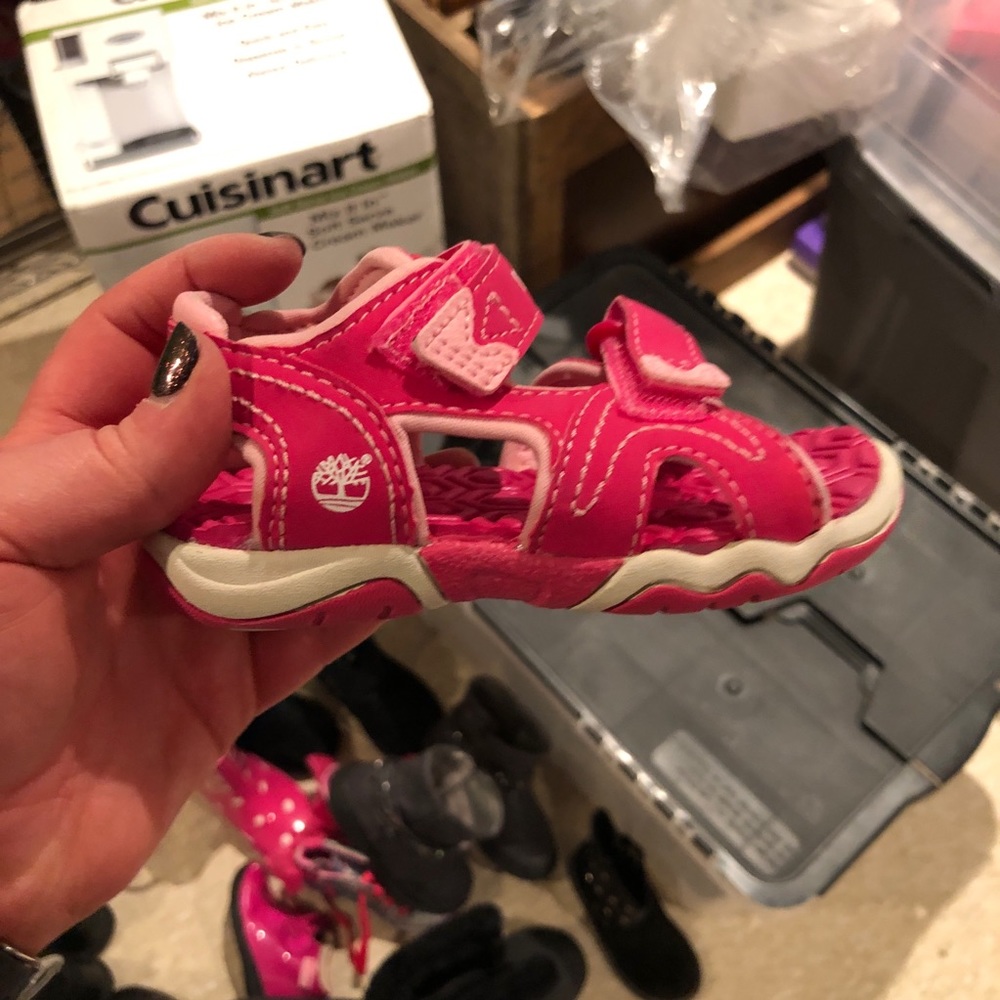 Pink timberland sandals